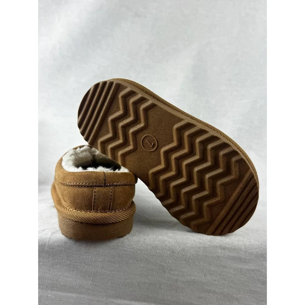 Cat & Jack‎ Toddler Boys Girls Chestnut Faux Suede Fur Lined Slippers Size 7